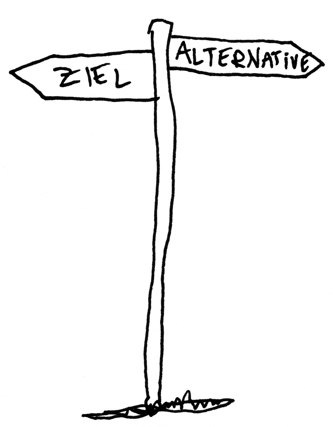 Zeichnung von einem Wegweiser