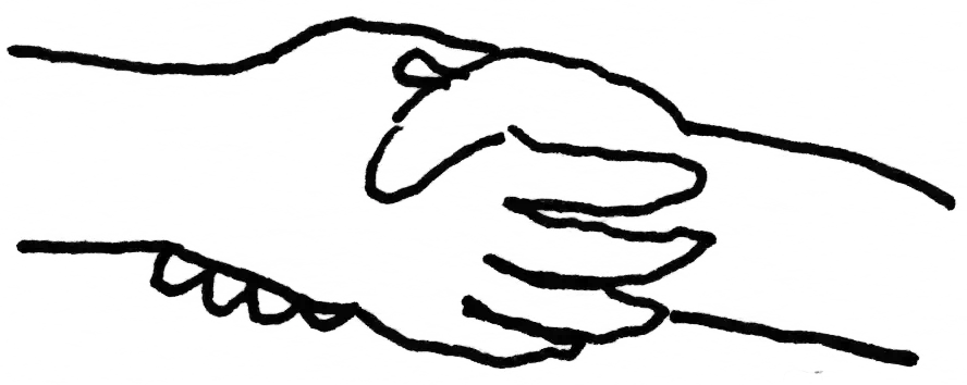 Kooperation © Hannah Kordes Zeichnung von zwei Händen, die sich die Hand geben