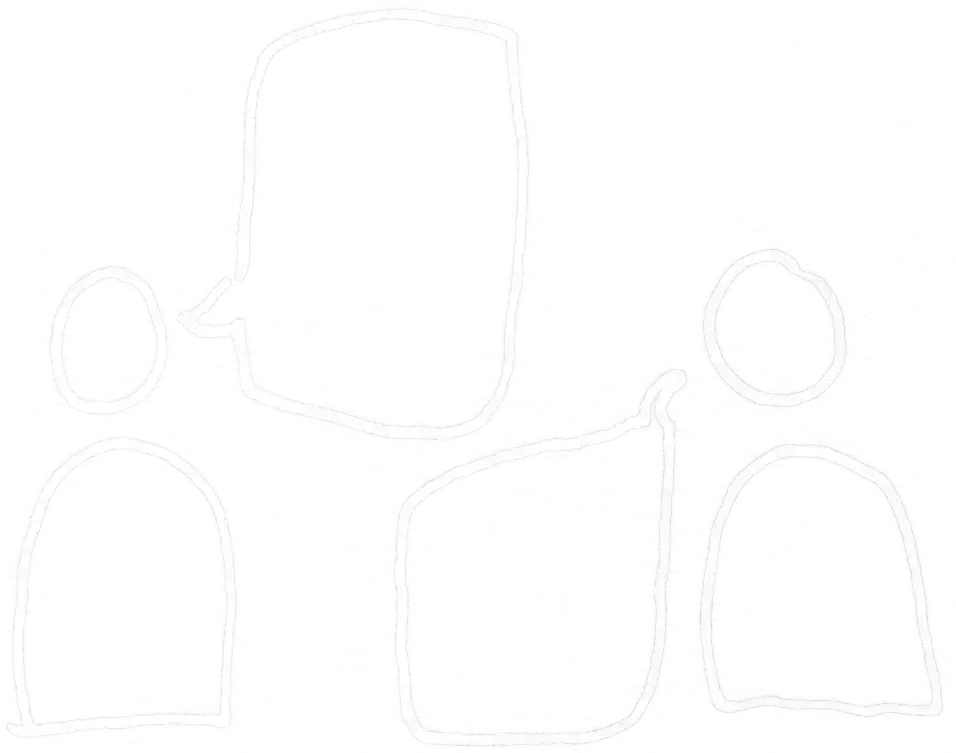 Zeichung von zwei Personen mit Sprechblasen