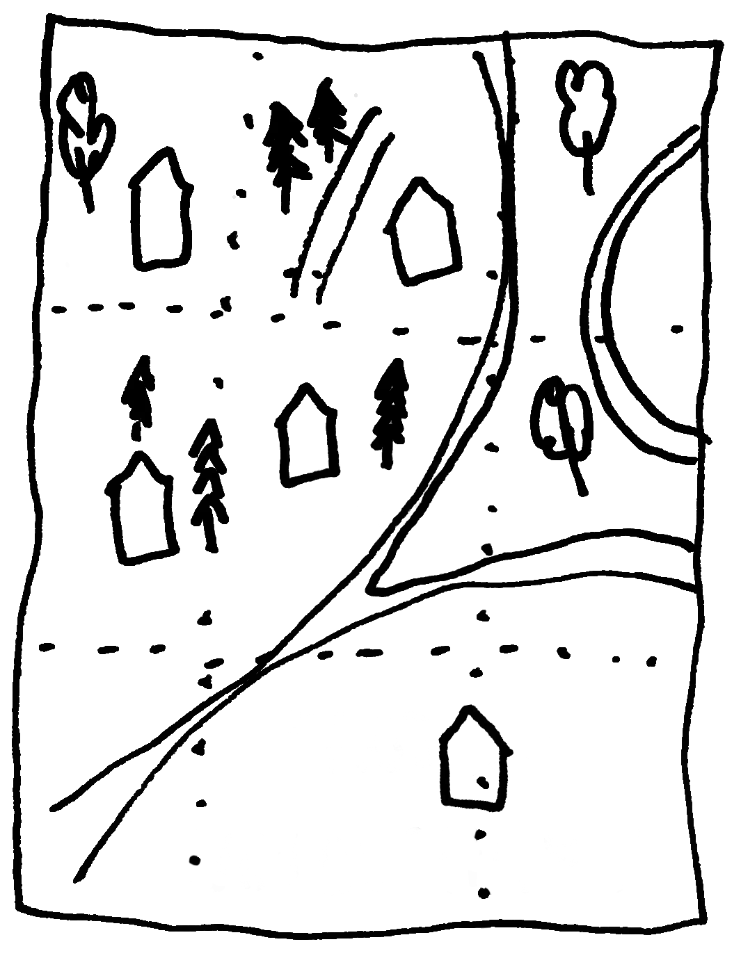 Zeichnung einer Karte von einer Projektlandschaft