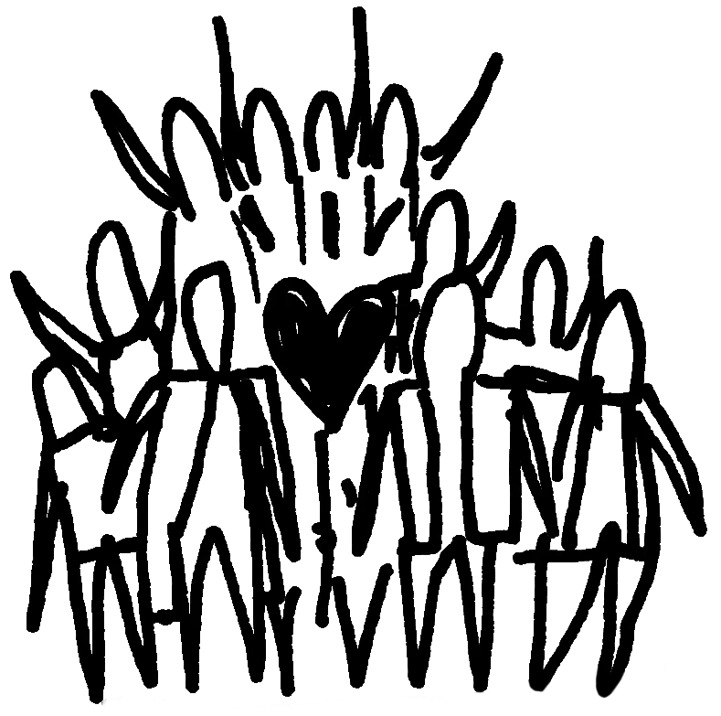 Gemeinwohl © Hannah Kordes Zeichnung von einer Gruppe von Menschen mit einem Herz