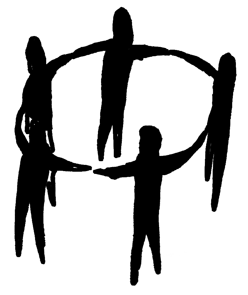 Zeichnung von Menschen, die sich an den Händen halten